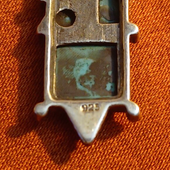 Sterling Silver Turquoise Style Pendant Necklace 23” Snake Chain 925 Italy - Picture 4 of 16